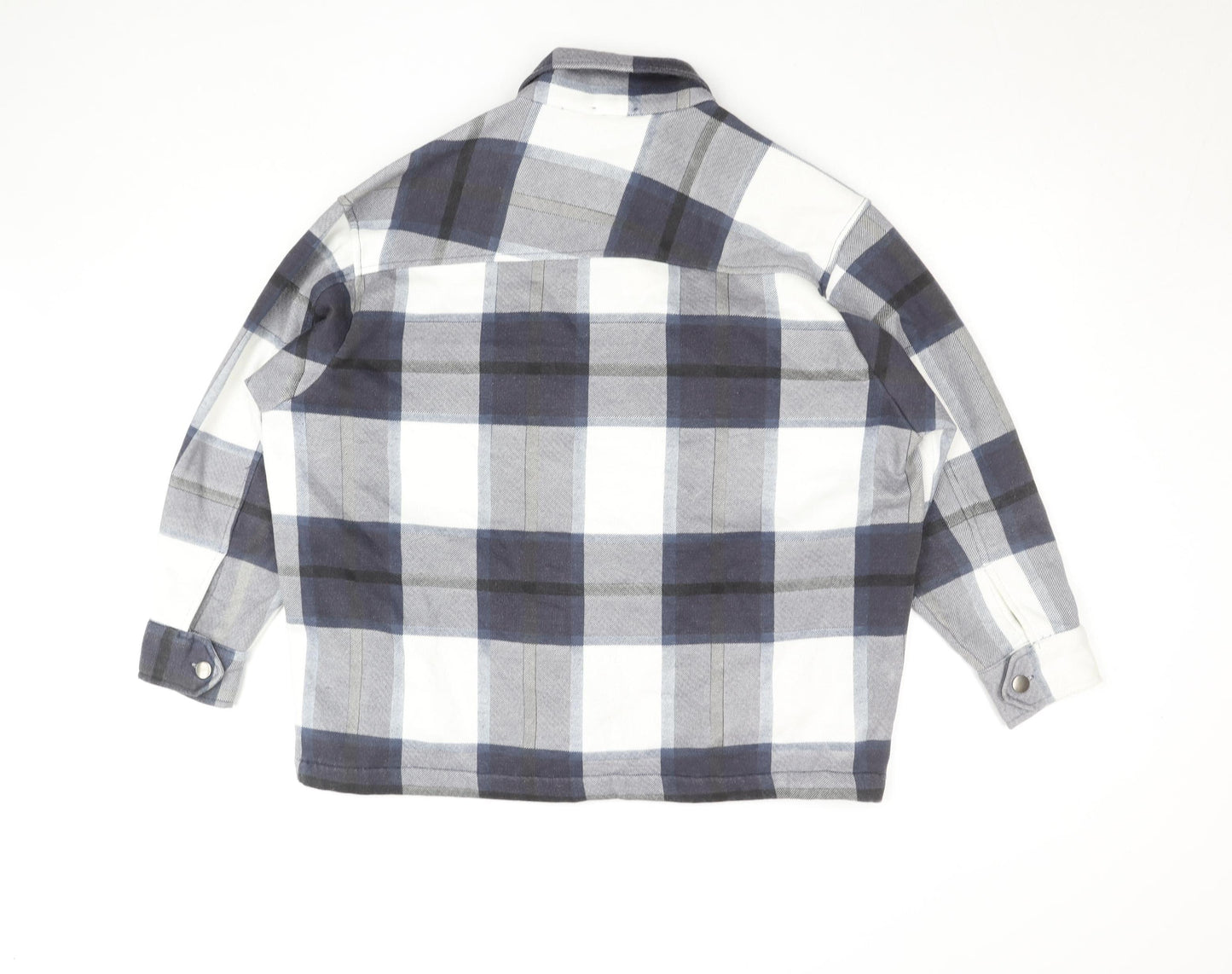 Rising Womens Blue Check Flannel Shacket Jacket Size S
