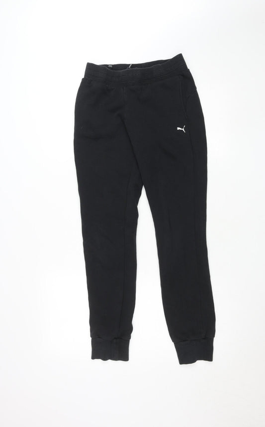 Puma Men's Black Fleece Jogger Trousers Size S Regular Fit