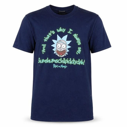 Rick and Morty Men's Blue Cotton Graphic T-Shirt Size M