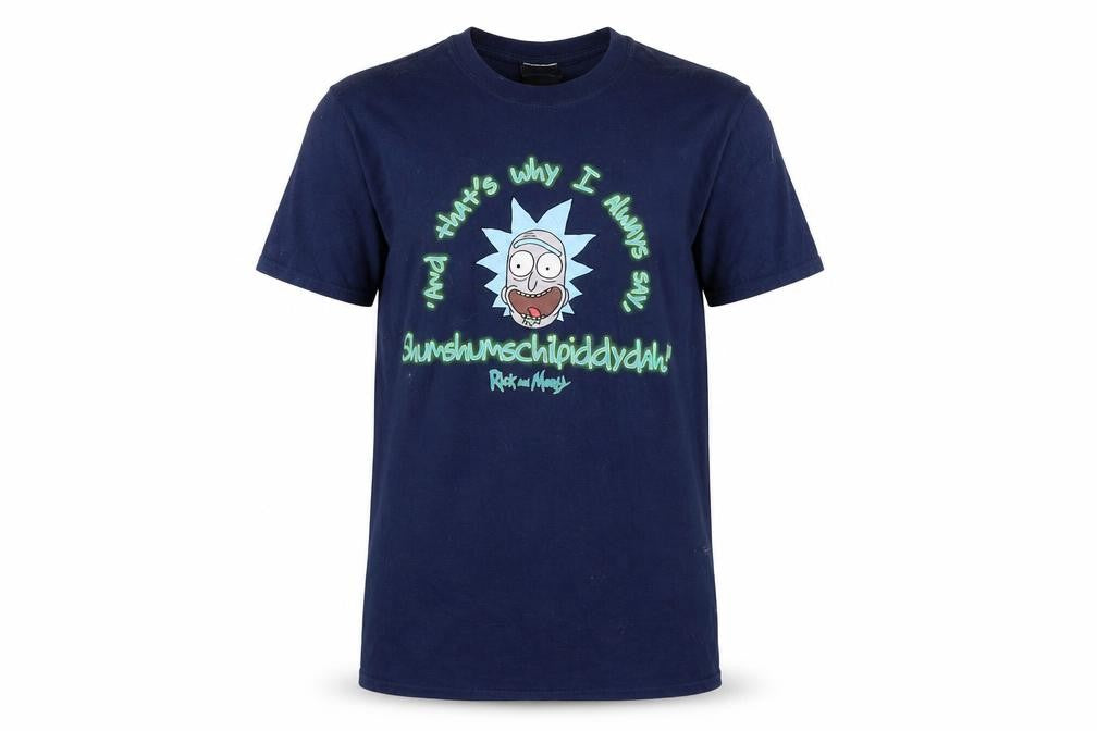 Rick and Morty Men's Blue Cotton Graphic T-Shirt Size M