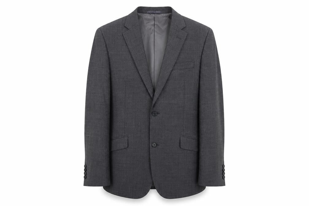 Front view of Men's Grey Wool Blend Slim Fit Single Breasted Suit Jacket 38L