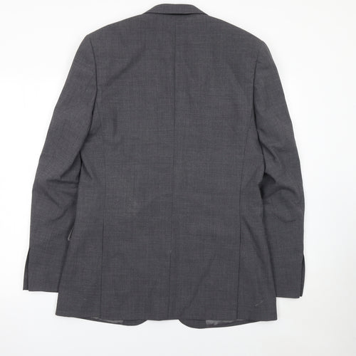 Men's Grey Wool Blend Slim Fit Single Breasted Suit Jacket 38L