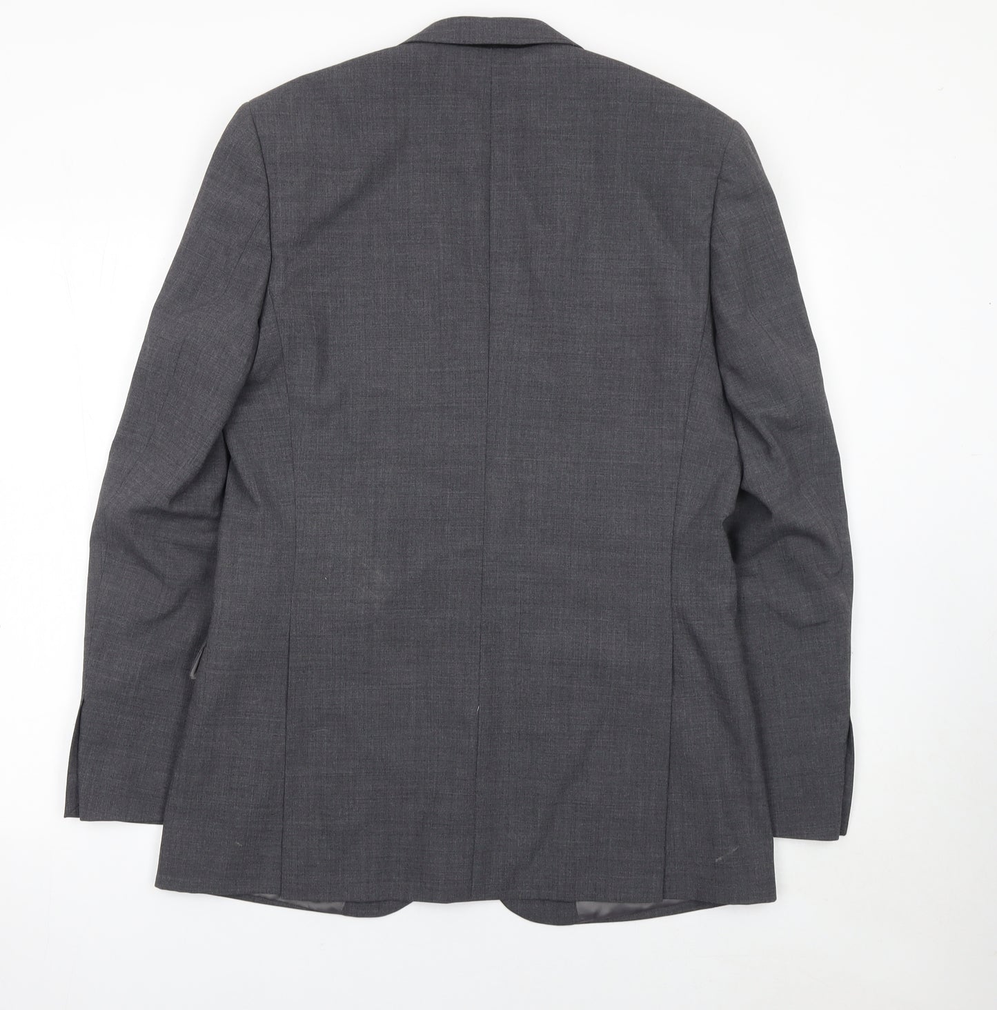 Men's Grey Wool Blend Slim Fit Single Breasted Suit Jacket 38L