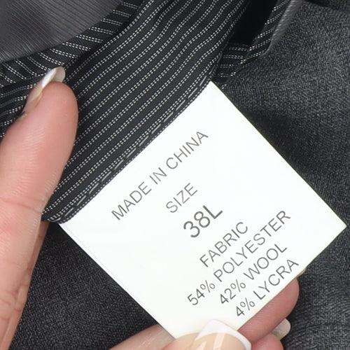 Men's Grey Wool Blend Slim Fit Single Breasted Suit Jacket 38L