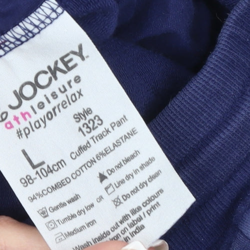 Jockey Girls Blue Cotton Jogger Trousers L with Drawstring Waist