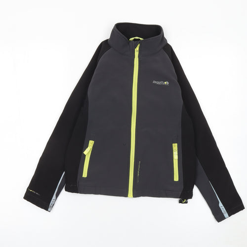Regatta Boys Black Softshell Jacket 9-10 Years Zip Lightweight Outdoor
