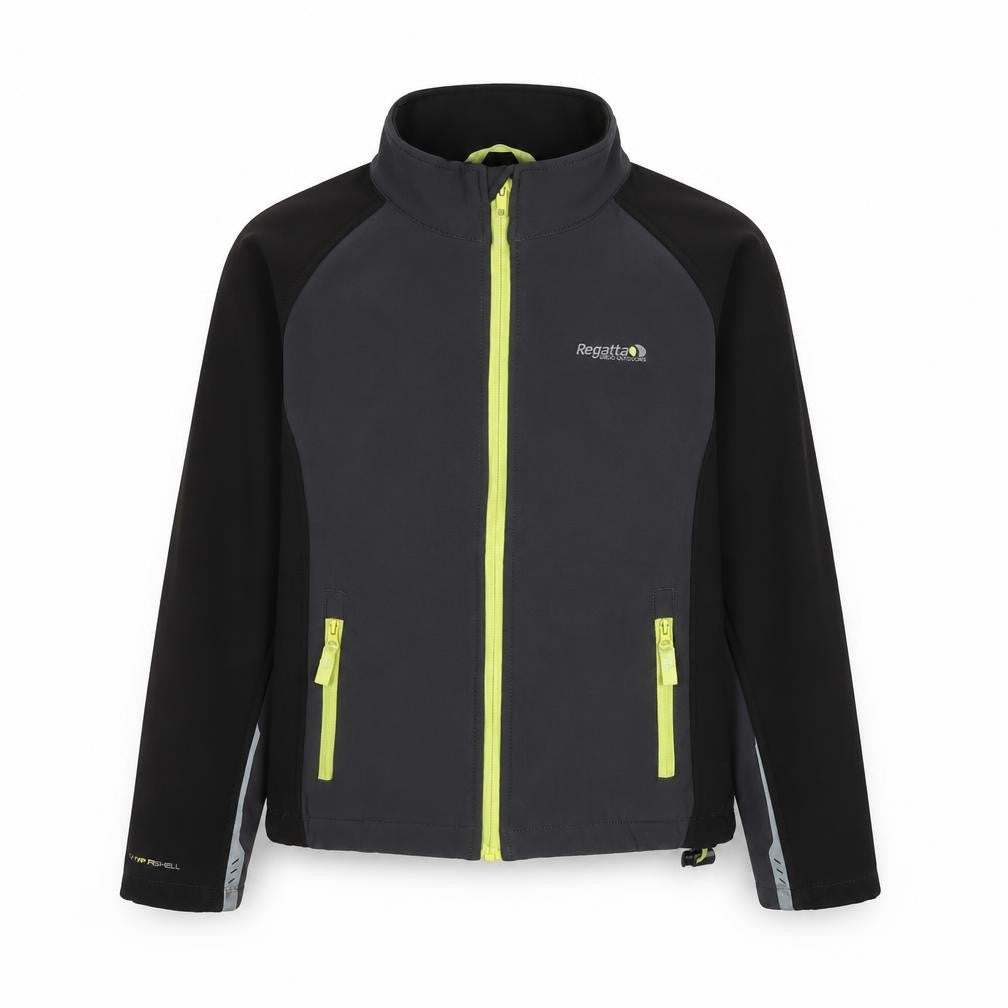 Regatta Boys Black Softshell Jacket 9-10 Years Zip Lightweight Outdoor