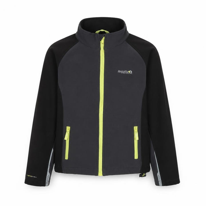Regatta Boys Black Softshell Jacket 9-10 Years Zip Lightweight Outdoor
