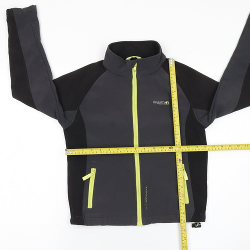 Regatta Boys Black Softshell Jacket 9-10 Years Zip Lightweight Outdoor