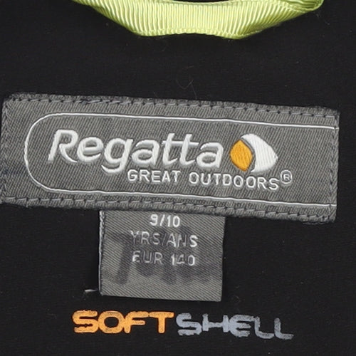 Regatta Boys Black Softshell Jacket 9-10 Years Zip Lightweight Outdoor