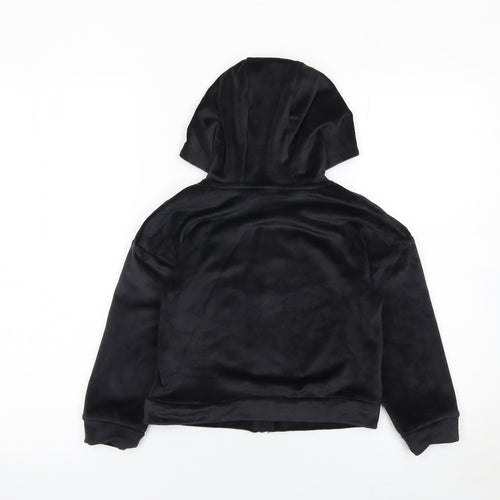 Tu Girls Black Velour Full Zip Hoodie 6 Years with Star Detail