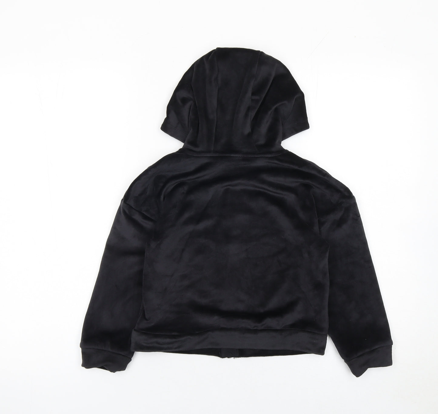 Tu Girls Black Velour Full Zip Hoodie 6 Years with Star Detail
