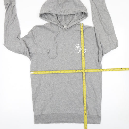 Jack & Jones Mens Grey Regular Fit Pullover Hoodie Size M