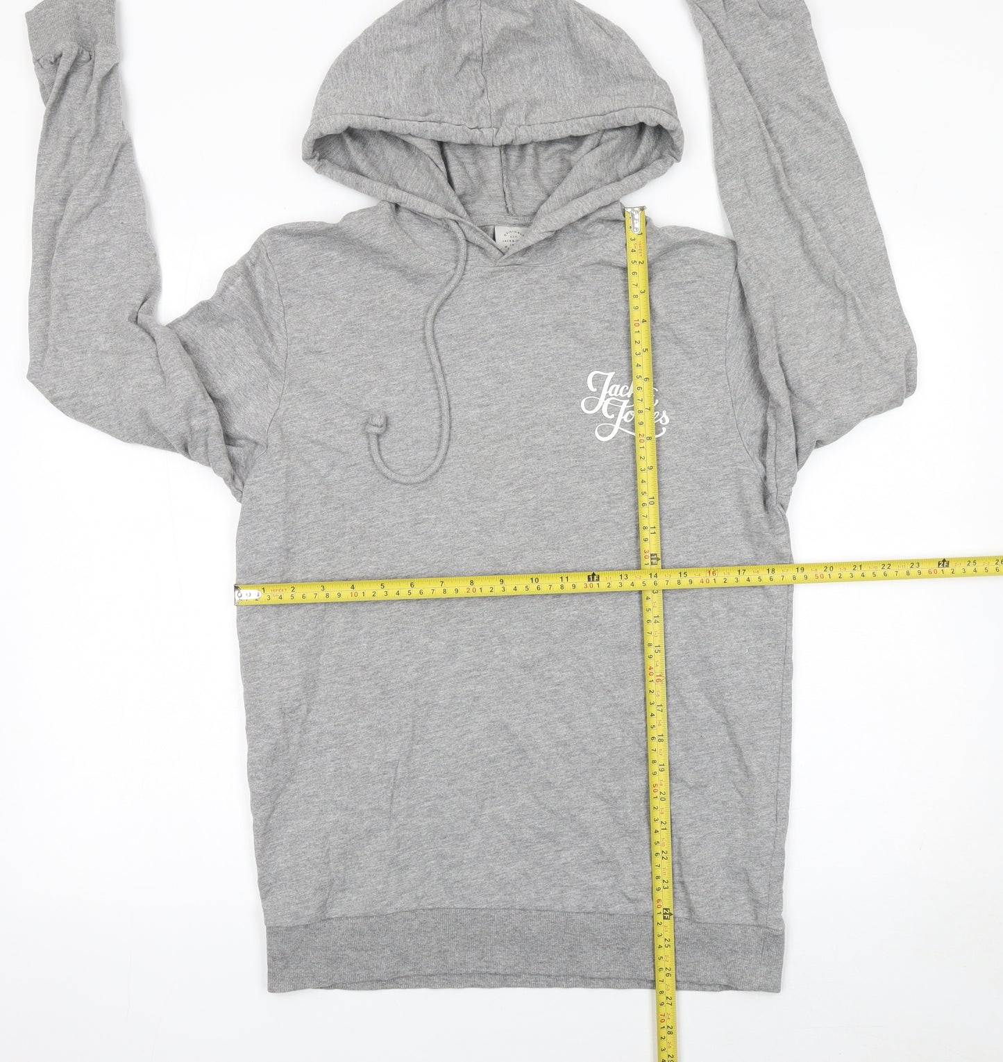 Jack & Jones Mens Grey Regular Fit Pullover Hoodie Size M