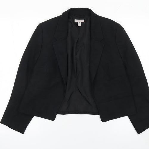H&M Women's Black Short Blazer Jacket Size S Regular Fit Notch Lapel