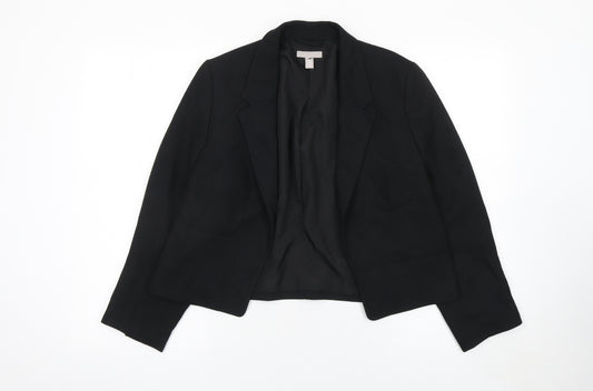 H&M Women's Black Short Blazer Jacket Size S Regular Fit Notch Lapel