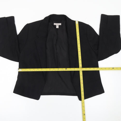 H&M Women's Black Short Blazer Jacket Size S Regular Fit Notch Lapel