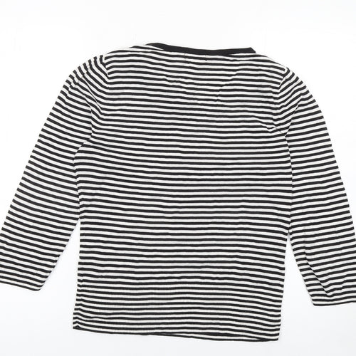Monsoon Women's Black White Striped Bow Jumper Size 12 Cotton Knit