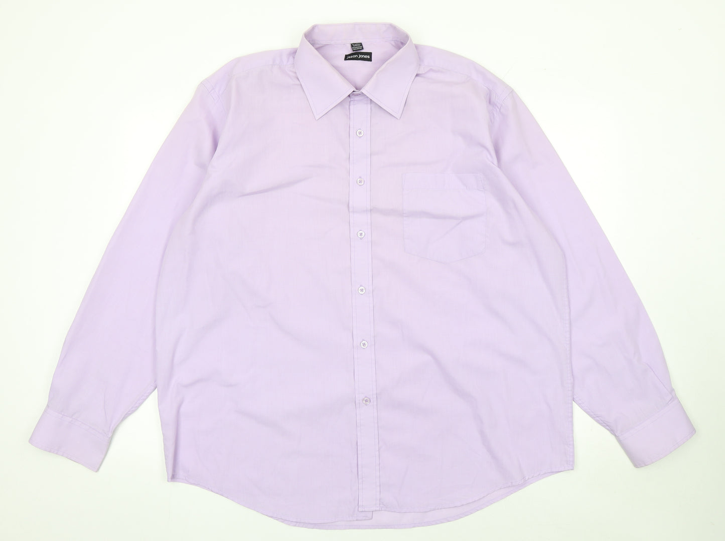 Jason Jones Men’s Purple Long Sleeve Button-Up Shirt Size 17.5 Regular Fit