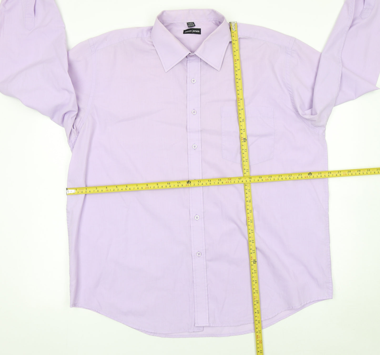 Jason Jones Men’s Purple Long Sleeve Button-Up Shirt Size 17.5 Regular Fit