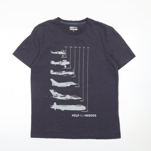 Help for Heroes Men's Blue Graphic Military Cotton T-Shirt Size M