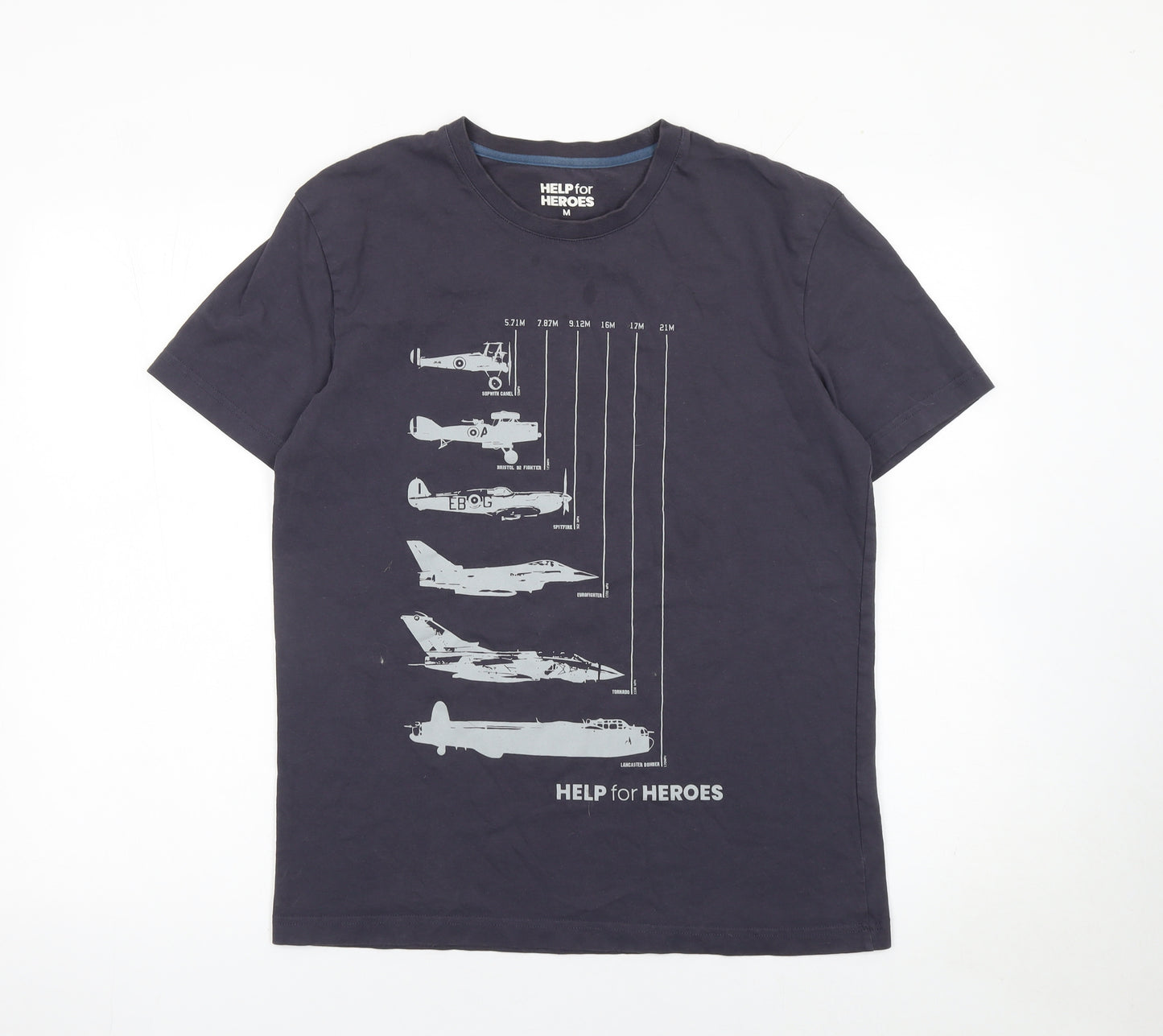 Help for Heroes Men's Blue Graphic Military Cotton T-Shirt Size M