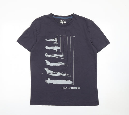 Help for Heroes Men's Blue Graphic Military Cotton T-Shirt Size M