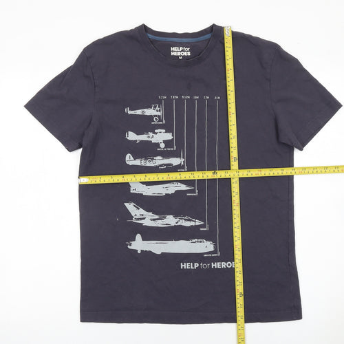 Help for Heroes Men's Blue Graphic Military Cotton T-Shirt Size M