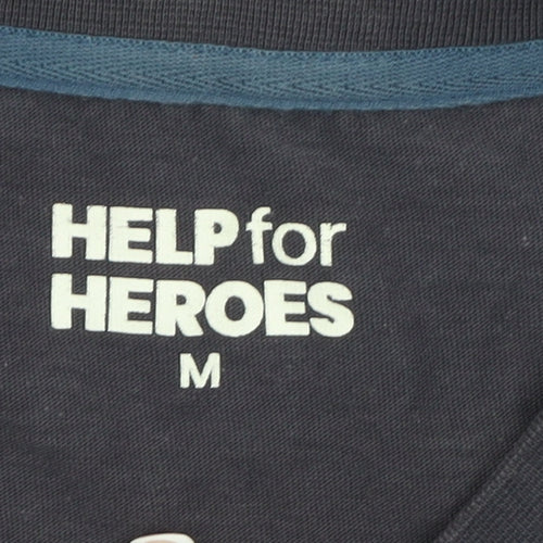 Help for Heroes Men's Blue Graphic Military Cotton T-Shirt Size M