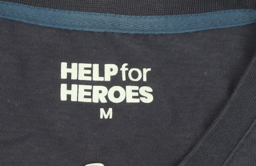Help for Heroes Men's Blue Graphic Military Cotton T-Shirt Size M