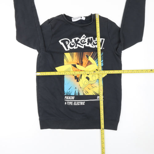 Pokémon Boys Black Pikachu Graphic Pullover Sweatshirt 13-14 Years