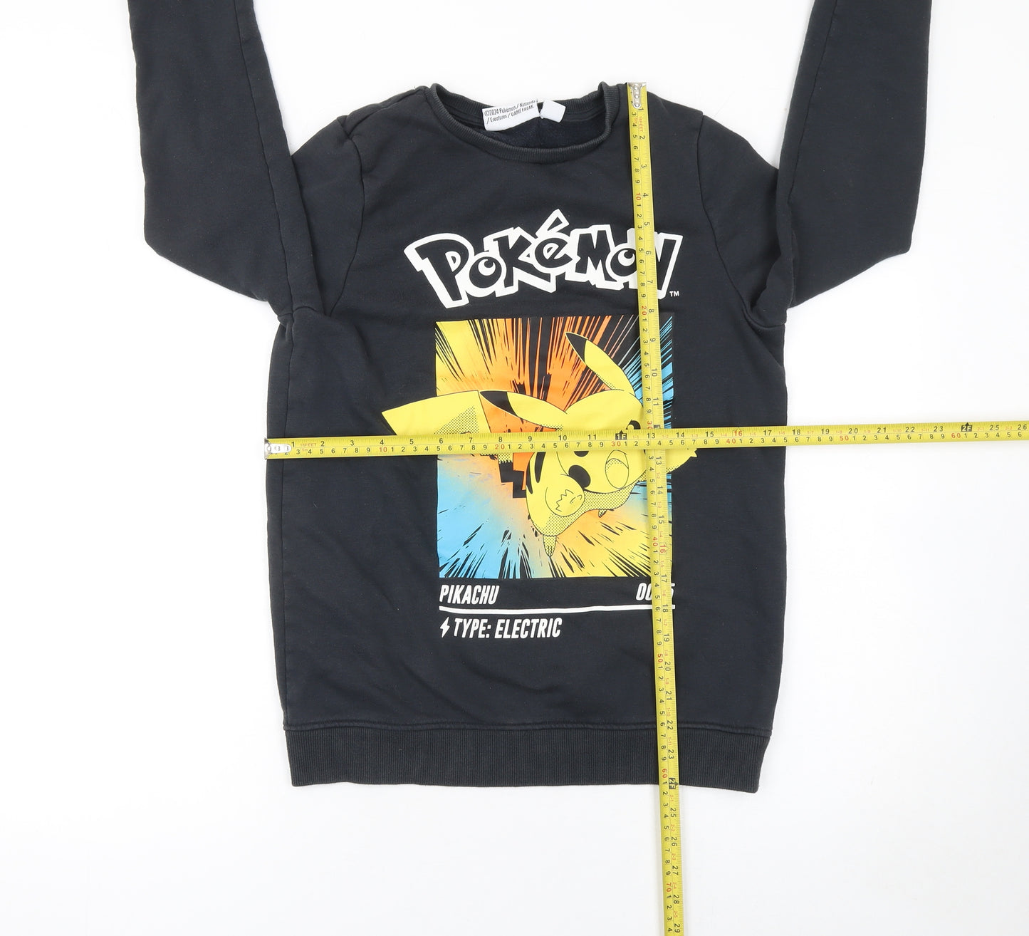 Pokémon Boys Black Pikachu Graphic Pullover Sweatshirt 13-14 Years