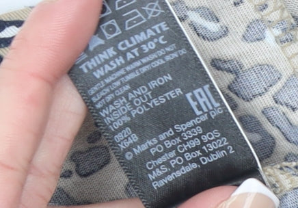 Marks and Spencer Women’s Beige Animal Print Long Sleeve Top Size 10