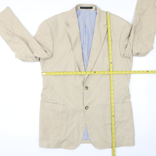 Marks and Spencer Men’s Beige Linen Blend Two-Button Blazer Jacket 40” M