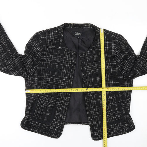 Peacocks Women's Black Checked Lined Blazer Size 14 Polyester Viscose