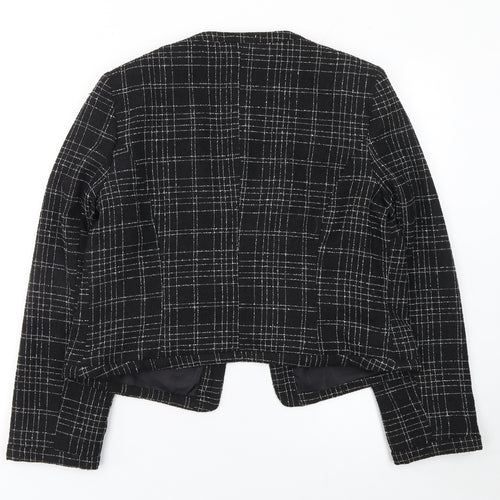 Peacocks Women's Black Checked Lined Blazer Size 14 Polyester Viscose