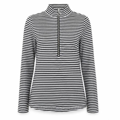 Next Women’s Black Striped Mock Neck Long Sleeve Zip Top Size 10