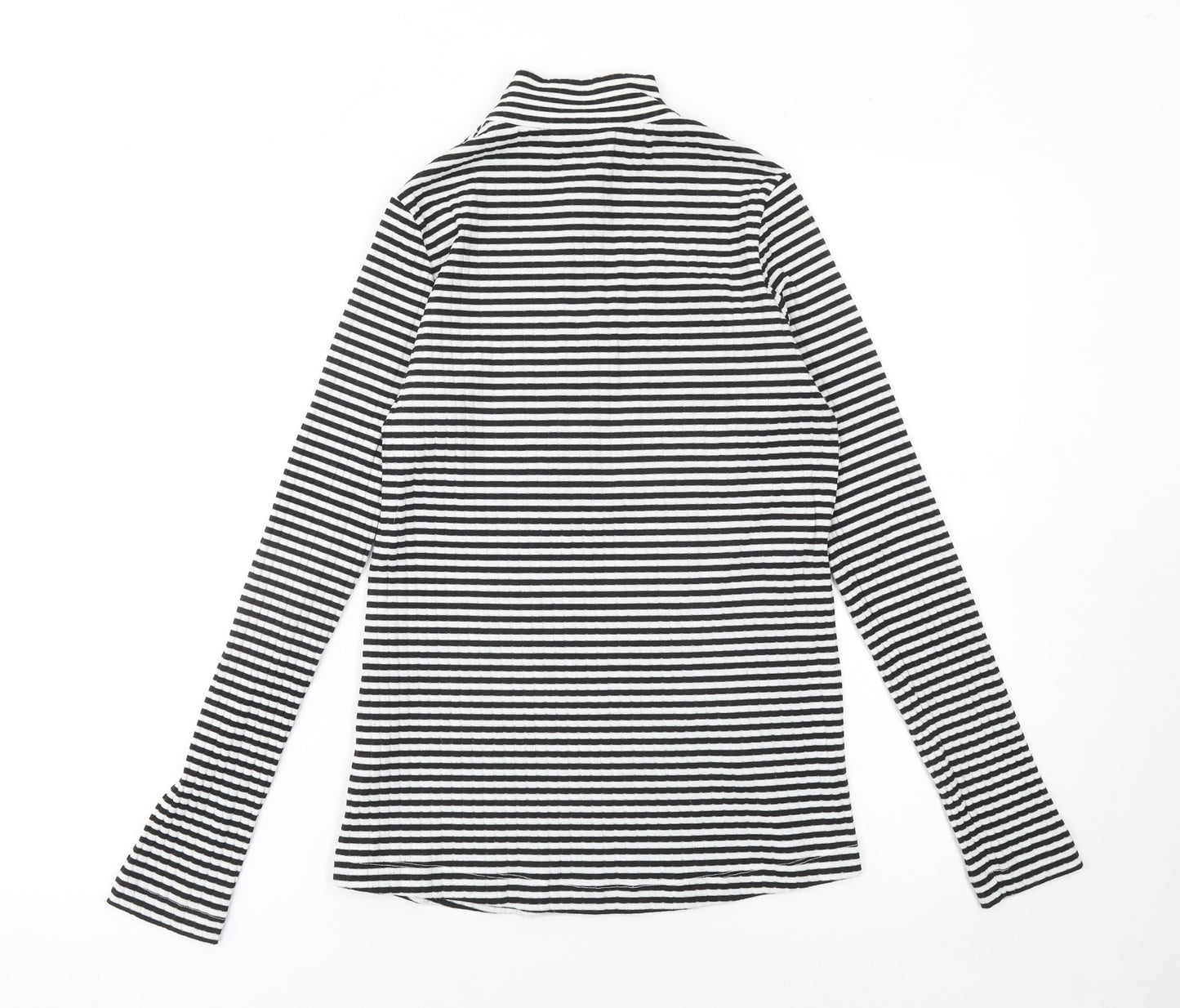 Next Women’s Black Striped Mock Neck Long Sleeve Zip Top Size 10