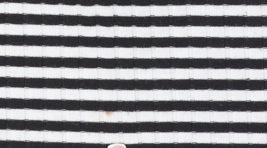 Next Women’s Black Striped Mock Neck Long Sleeve Zip Top Size 10