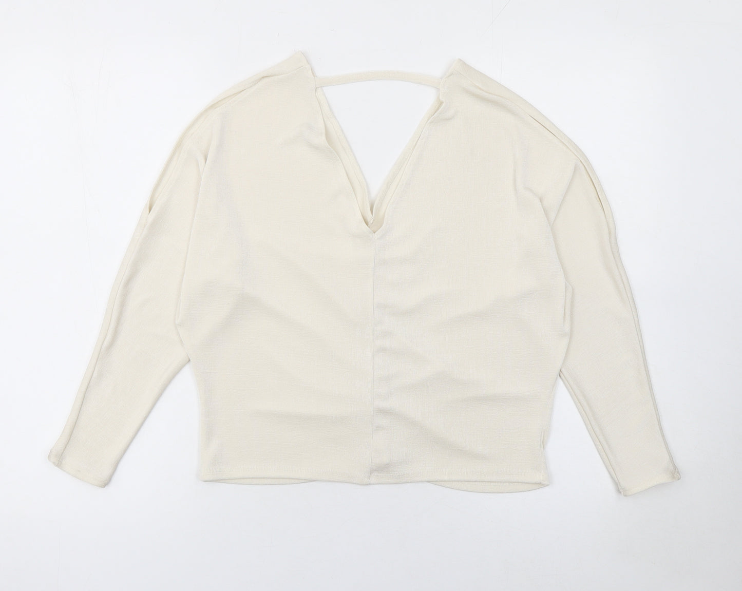 River Island Women’s Ivory Ruched V-Neck Cropped Blouse Size 8