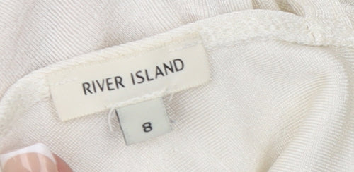 River Island Women’s Ivory Ruched V-Neck Cropped Blouse Size 8