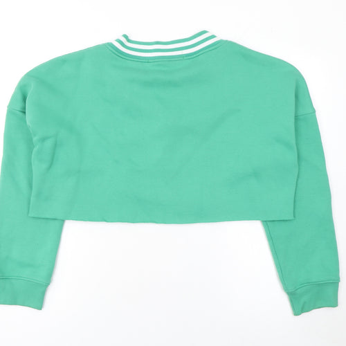 Playboy x Missguided Green Cropped V-Neck Sweatshirt Women's Size M