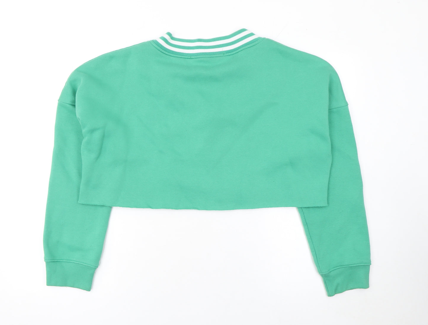 Playboy x Missguided Green Cropped V-Neck Sweatshirt Women's Size M