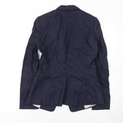 Zara Basic Women's Blue Linen Single Breasted Blazer XS