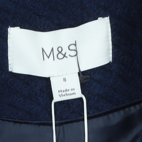 Marks and Spencer Women's Blue Wool Blend Double-Breasted Blazer UK 8