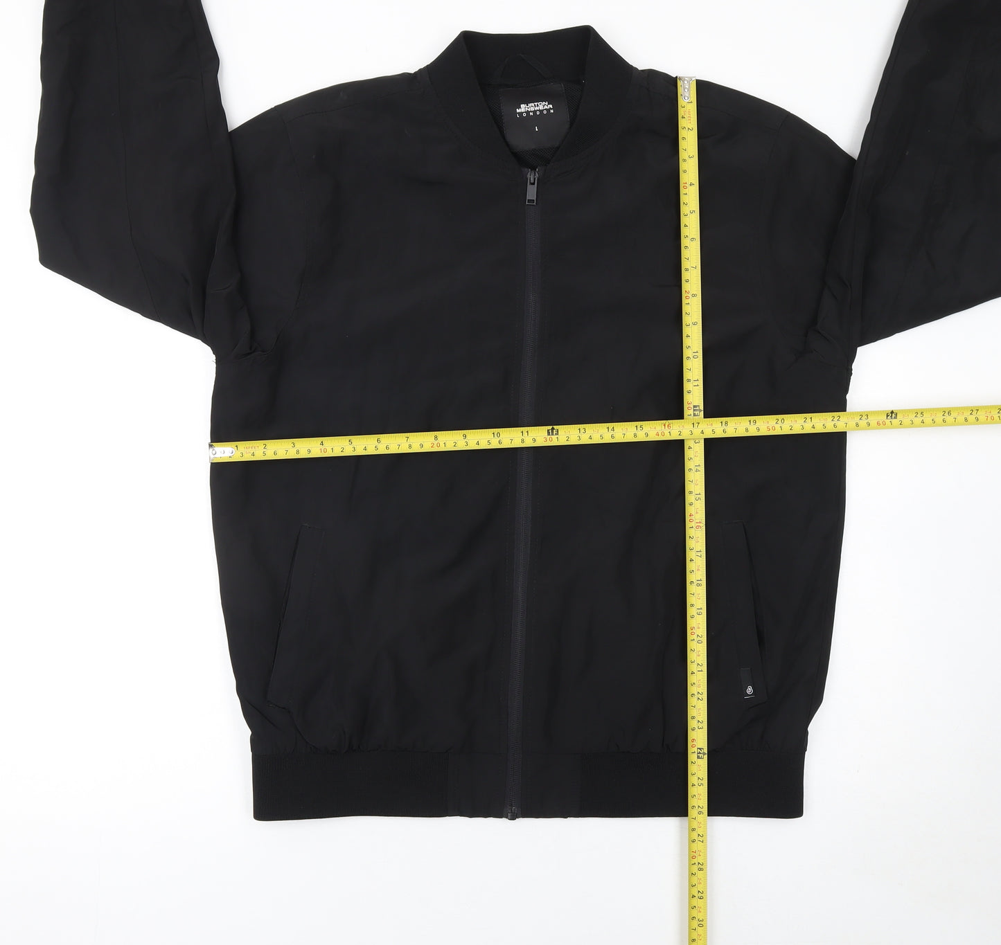 Burton Menswear London Men’s Black Bomber Jacket L Full Zip Polyester