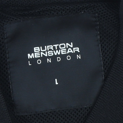 Burton Menswear London Men’s Black Bomber Jacket L Full Zip Polyester