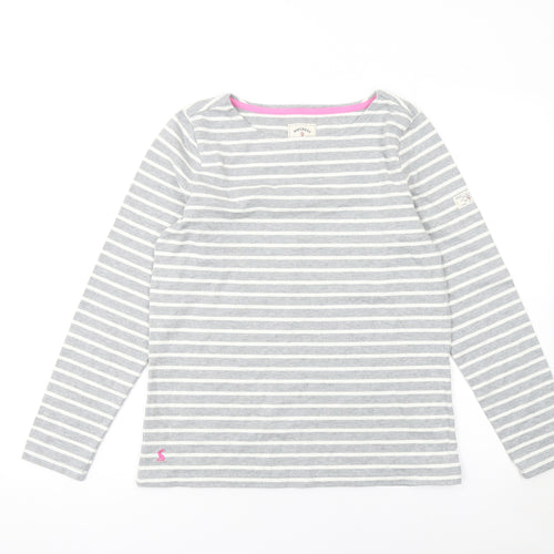 Joules Women’s Grey Striped Long Sleeve Cotton T-Shirt UK 12