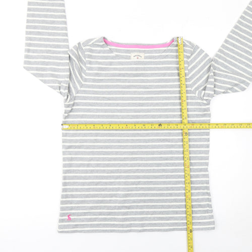 Joules Women’s Grey Striped Long Sleeve Cotton T-Shirt UK 12