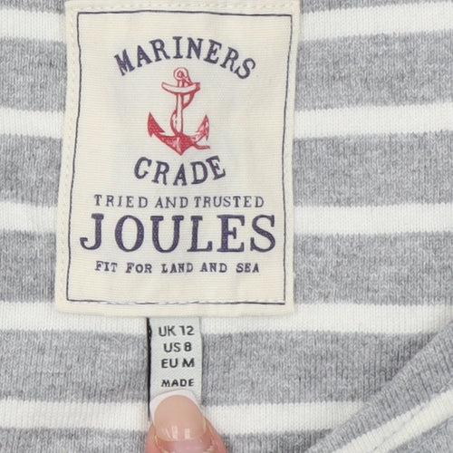 Joules Women’s Grey Striped Long Sleeve Cotton T-Shirt UK 12
